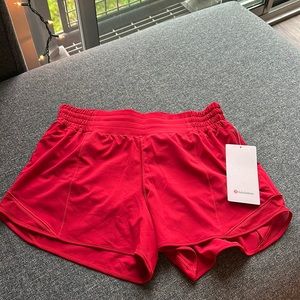 Lululemon Hotty Hot 4” Red shorts